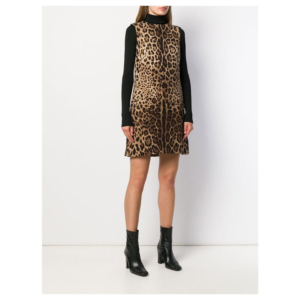 Dolce & Gabbana Elegant Leopard Print Stretch Dress