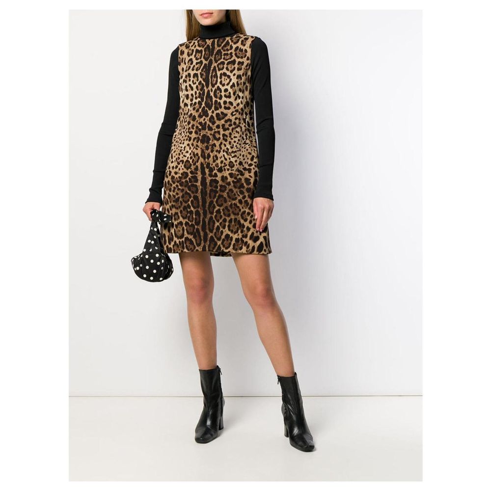 Dolce & Gabbana Elegant Leopard Print Stretch Dress