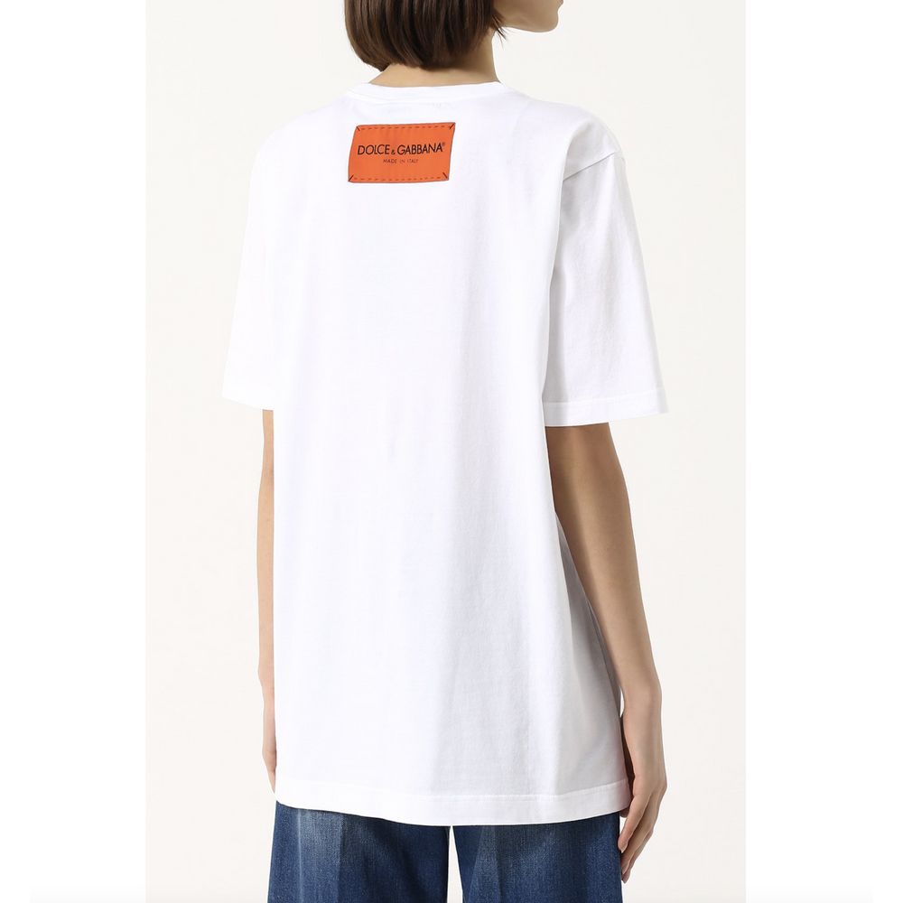 Dolce & Gabbana Elegant White Cotton Tee with Brand Print