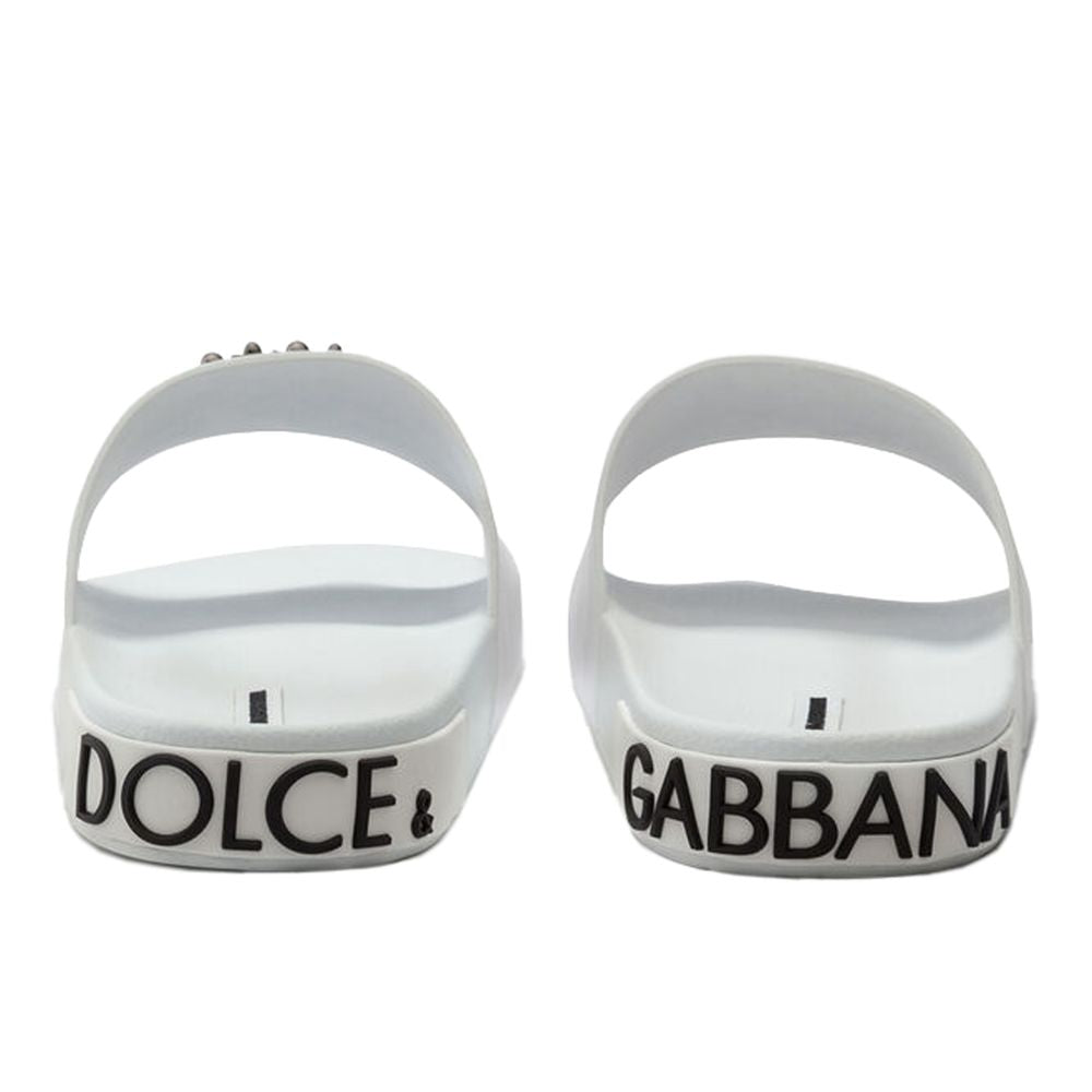 Dolce & Gabbana Elegant White Calfskin Rubber Slippers