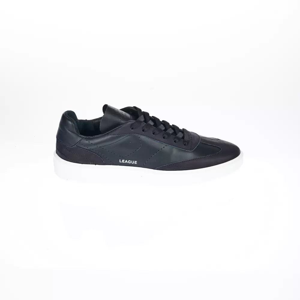 Pantofola D'Oro Sleek Black Leather Sneakers with Contrast Sole