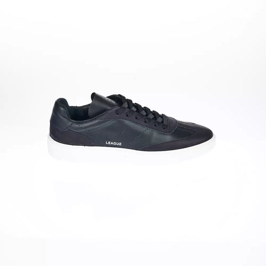 Pantofola D'Oro Sleek Black Leather Sneakers with Contrast Sole