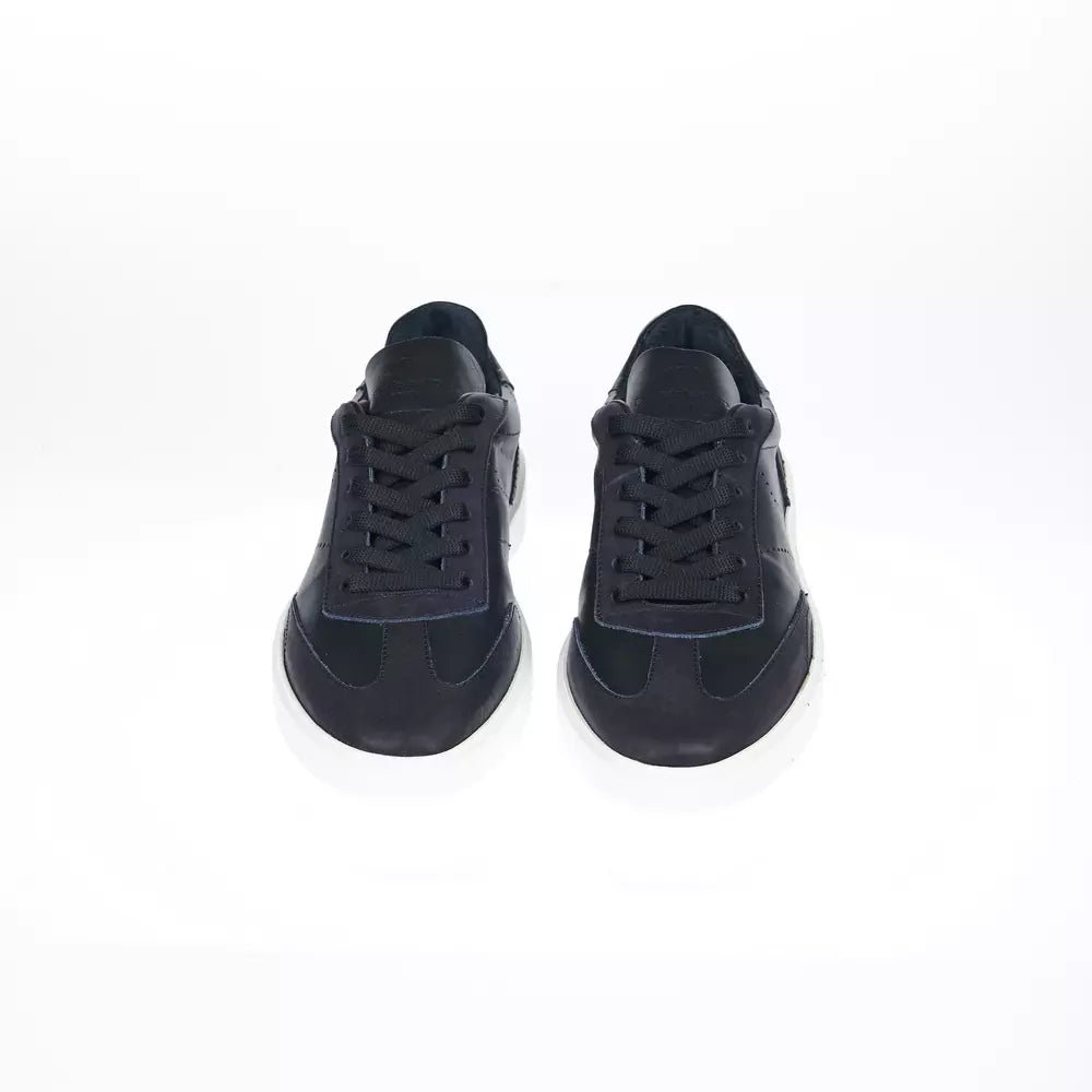 Pantofola D'Oro Sleek Black Leather Sneakers with Contrast Sole