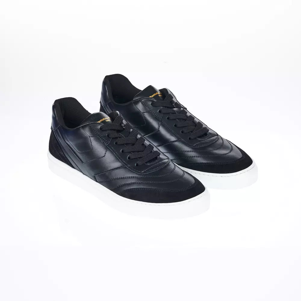 Pantofola D'Oro Sleek Black Monocolor Leather Sneakers