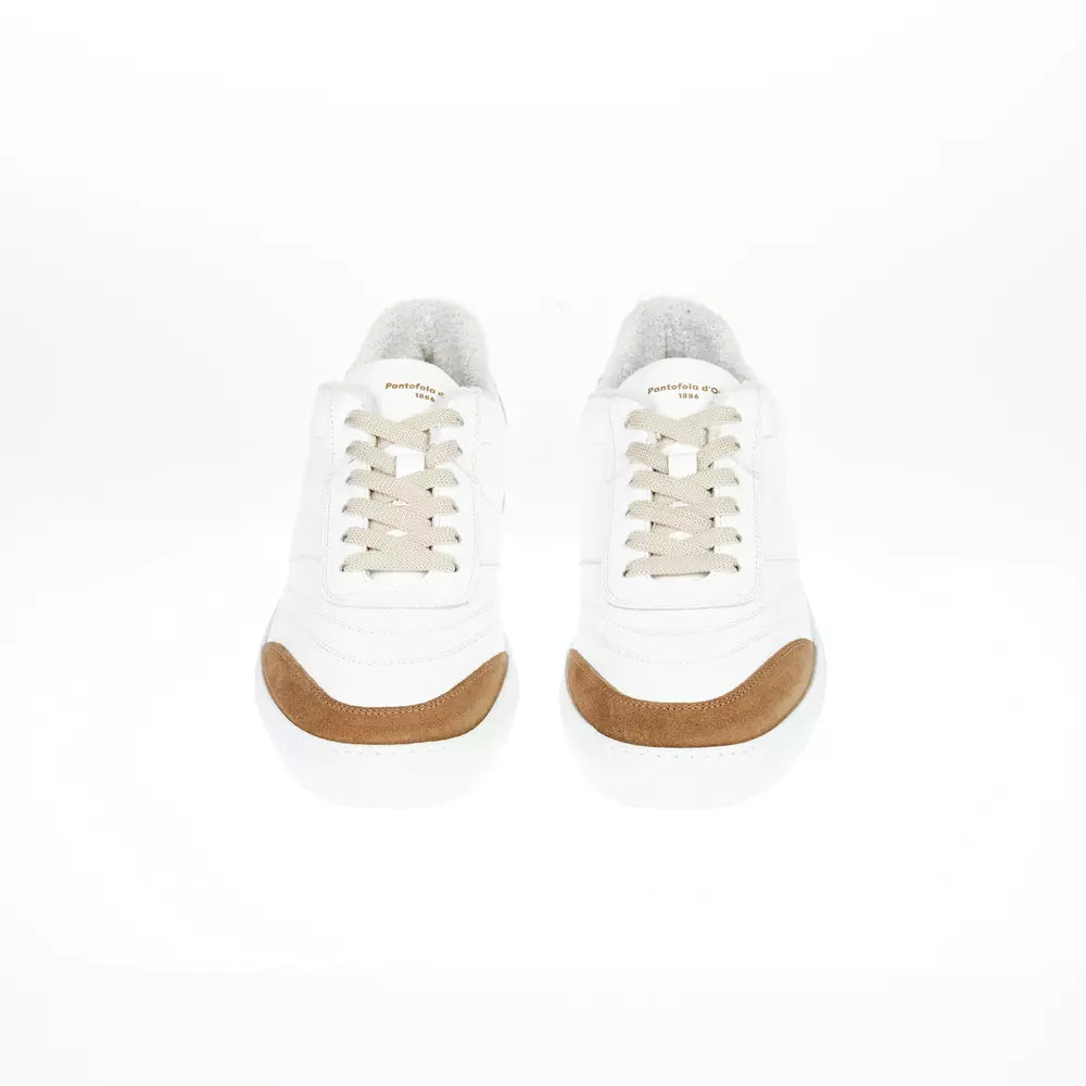 Pantofola D'Oro Two-Tone Leather Sneakers with Logo Detail