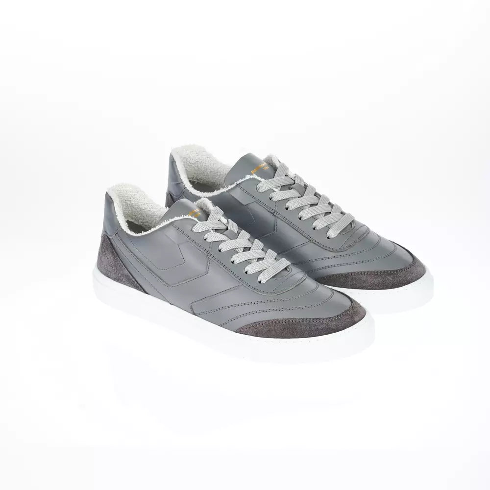 Pantofola D'Oro Two-Tone Leather Sneakers with Logo Accent