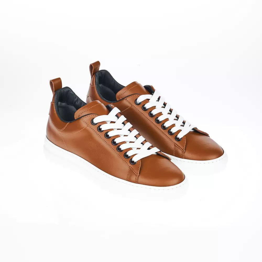 Pantofola D'Oro Elegant Leather Sneakers with Contrasting Sole