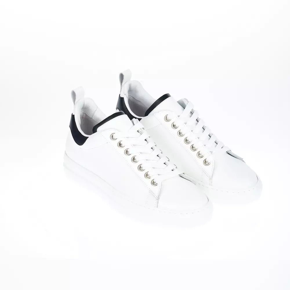 Pantofola D'Oro Elegant White Monocolor Leather Sneakers