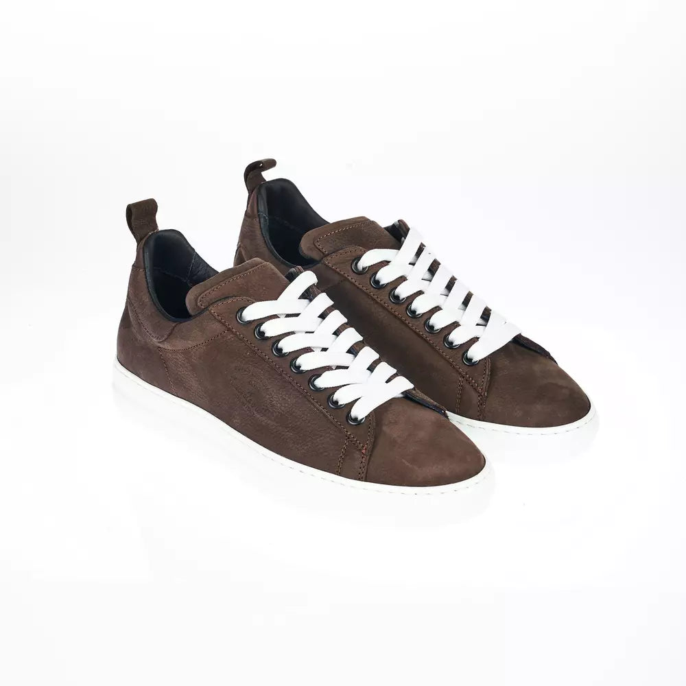 Pantofola D'Oro Elegant Brown Leather Sneakers for Men