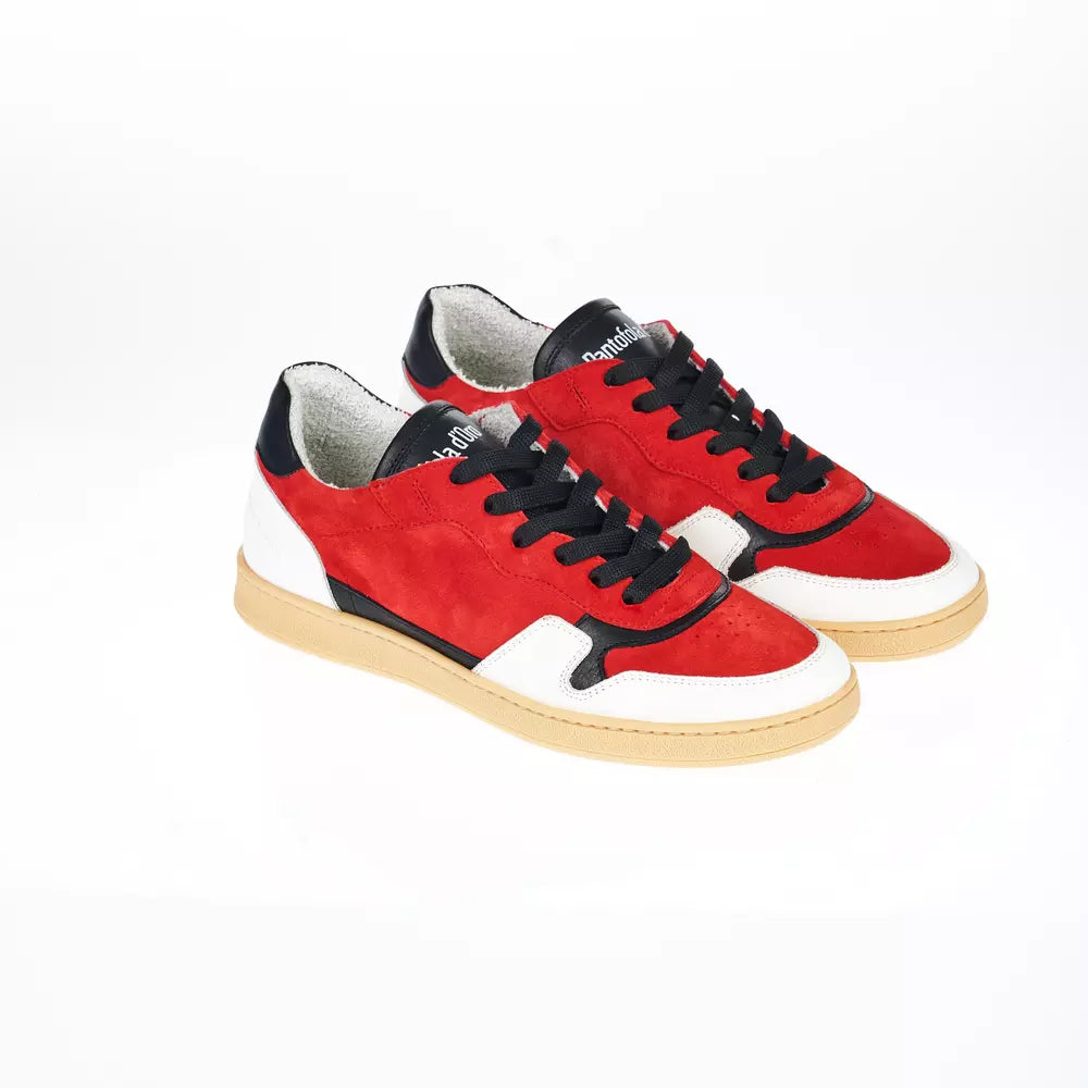 Pantofola D'Oro Tricolor Leather Sneaker with Contrast Sole