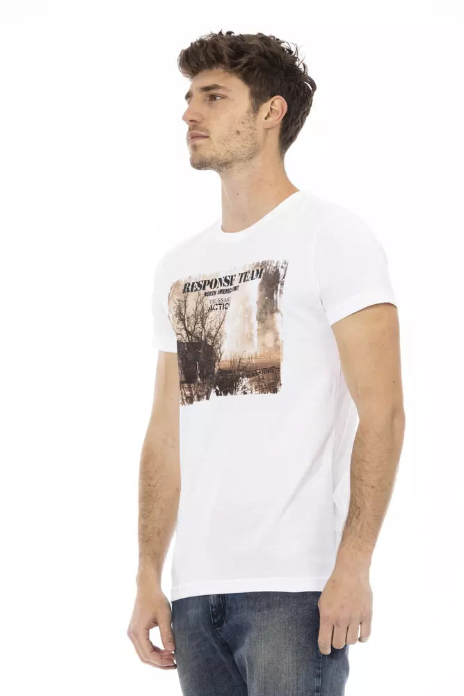 Trussardi Action Chic White Tee with Stylish Front Print