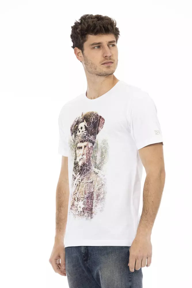 Trussardi Action Chic White Short Sleeve Printed Tee