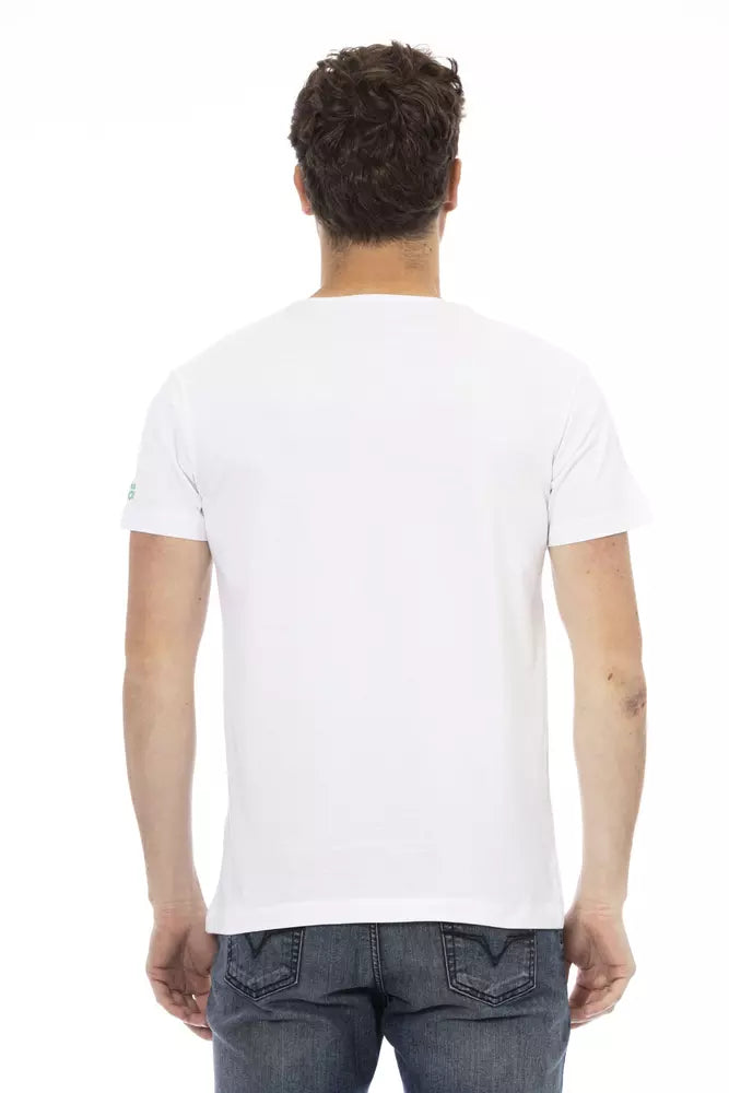 Trussardi Action Elegant White Cotton Blend Tee