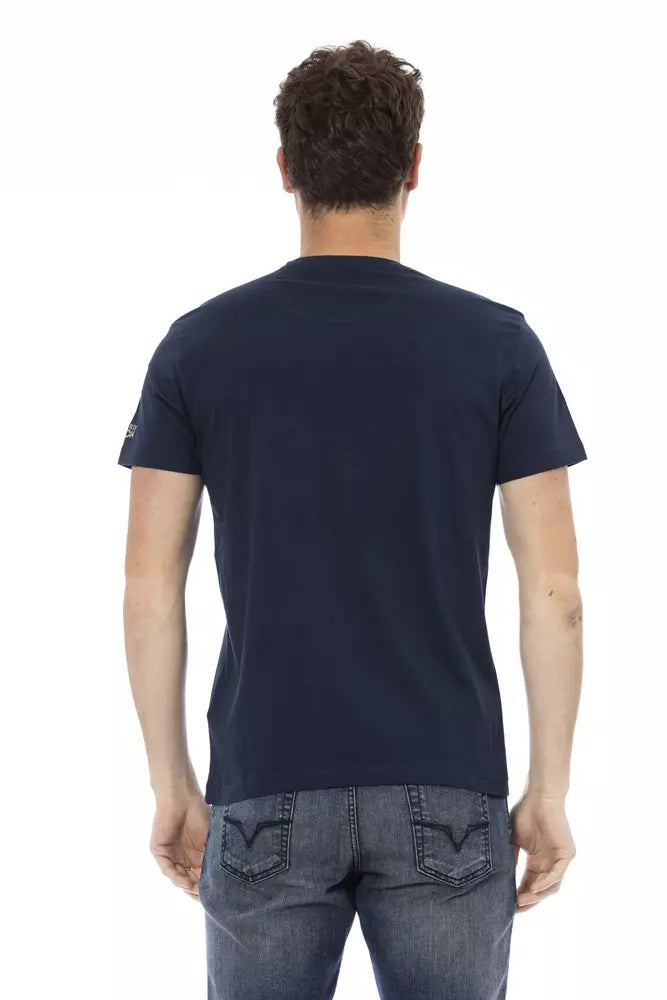 Trussardi Action Elegant Blue Short Sleeve Cotton Blend Tee