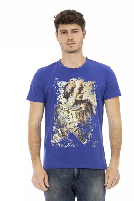 Trussardi Action Chic Blue Tee with Elegant Front Print