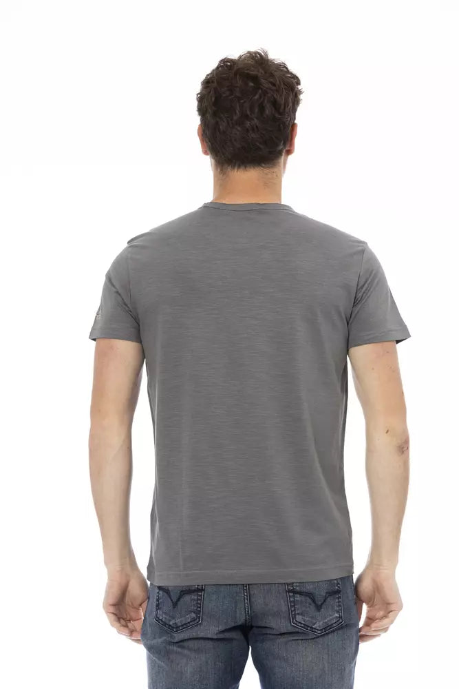 Trussardi Action Sleek Gray Short Sleeve Round Neck Tee