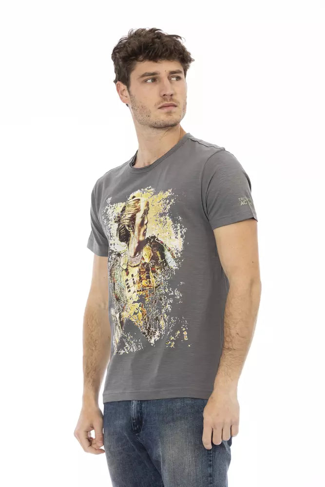 Trussardi Action Sleek Gray Short Sleeve Round Neck Tee