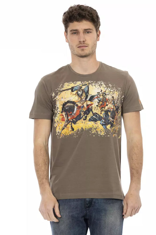 Trussardi Action Elegant Brown Tee with Chic Front Print