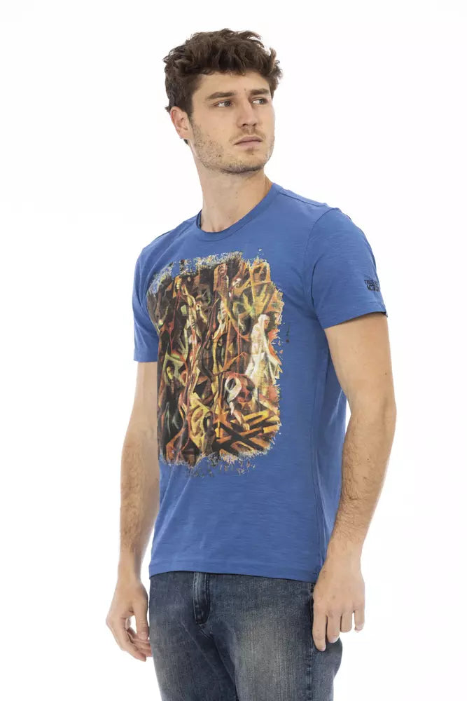 Trussardi Action Sophisticated Blue Tee with Front Print