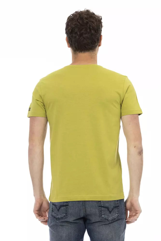 Trussardi Action Chic Green Short Sleeve Tee with Front Print