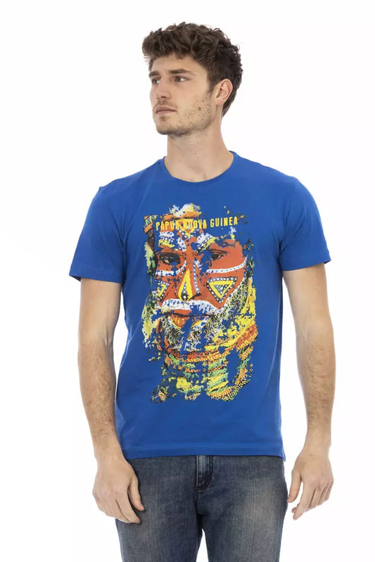 Trussardi Action Elegant Blue Tee with Front Print