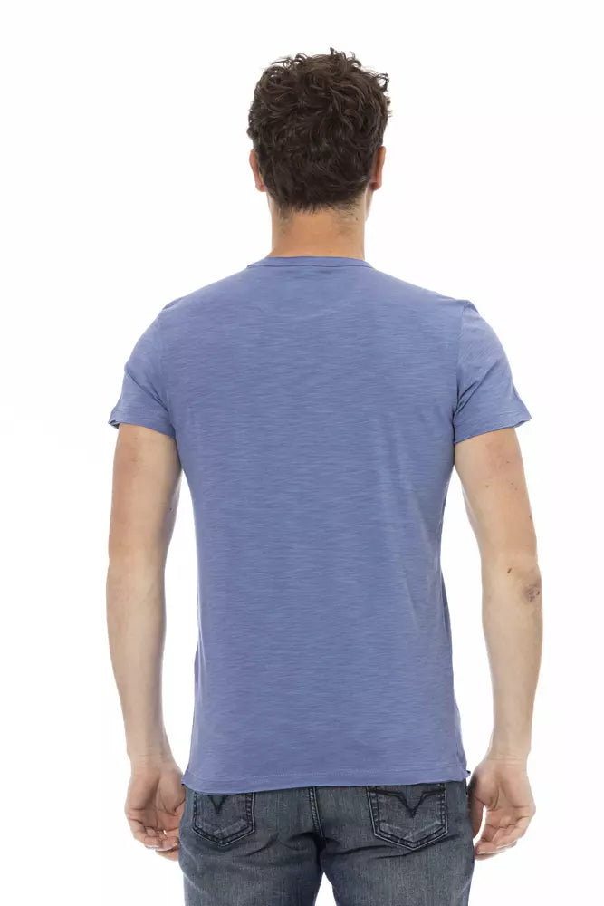 Trussardi Action Chic Blue Short Sleeve Cotton-Blend Tee