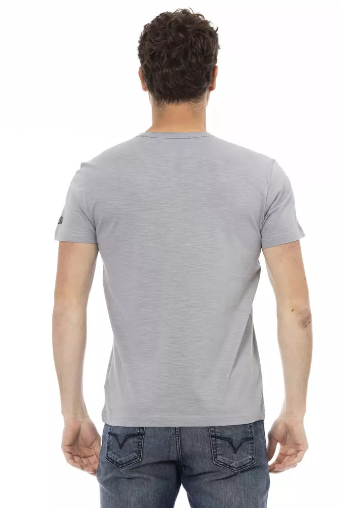 Trussardi Action Chic Gray Cotton Blend Tee for Men