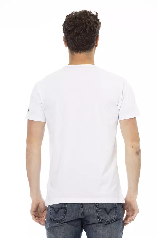 Trussardi Action Elevated Casual White Tee with Graphic Print