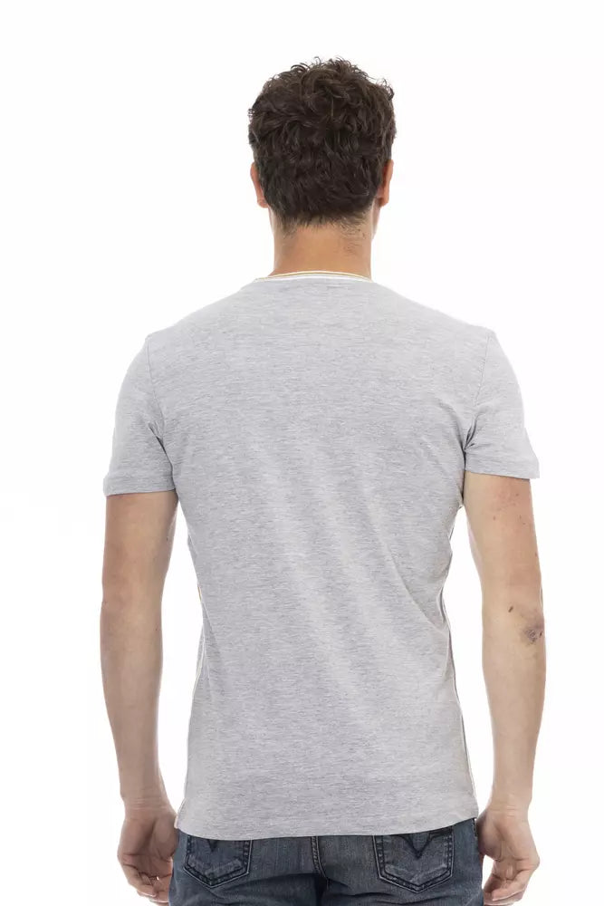 Trussardi Action Chic Gray Cotton Blend Casual Tee