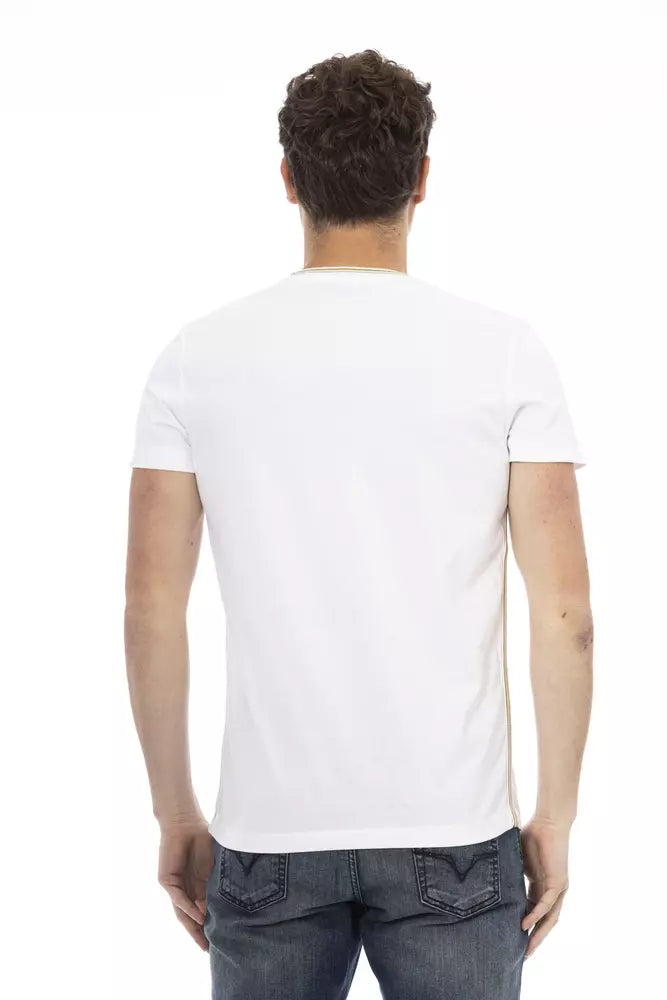 Trussardi Action Elegant White Short Sleeve Tee with Print