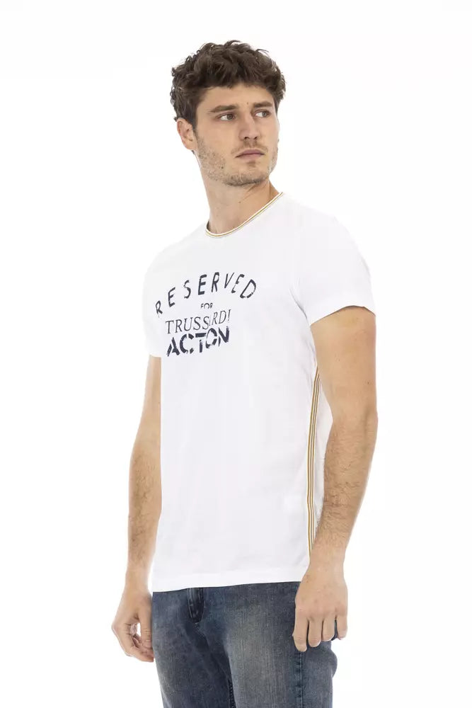 Trussardi Action Elegant White Short Sleeve Tee with Print