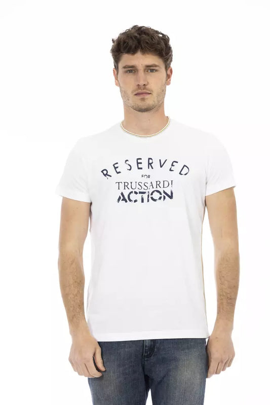 Trussardi Action Elegant White Short Sleeve Tee with Print