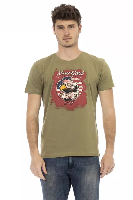 Trussardi Action Chic Green Short Sleeve Printed Tee