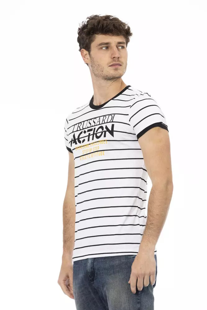 Trussardi Action Sleek White Tee with Bold Print