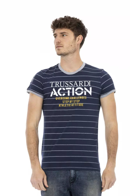 Trussardi Action Blue Cotton Blend Casual Tee