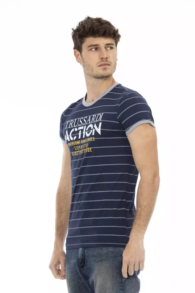 Trussardi Action Blue Cotton Blend Casual Tee