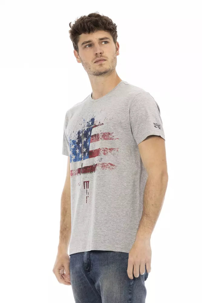 Trussardi Action Chic Gray Short Sleeve Round Neck Tee