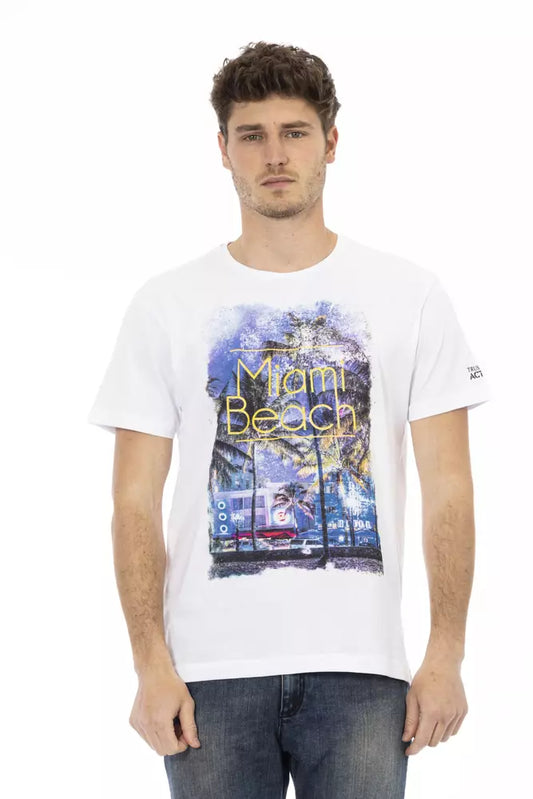 Trussardi Action Elegant White Cotton Blend Tee for Men