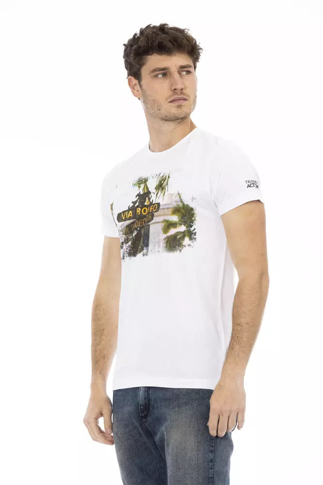 Trussardi Action Elegant White Tee with Unique Print