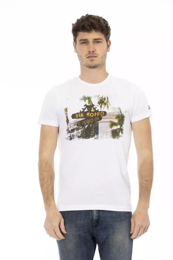 Trussardi Action Elegant White Tee with Unique Print