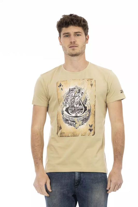 Trussardi Action Beige Cotton Blend Casual Tee