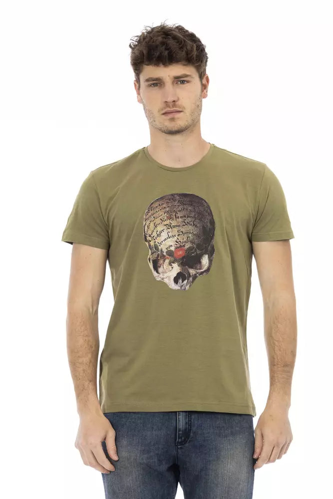 Trussardi Action Slim-Fit Green Tee with Front Print