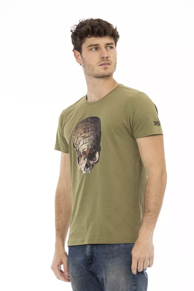 Trussardi Action Slim-Fit Green Tee with Front Print