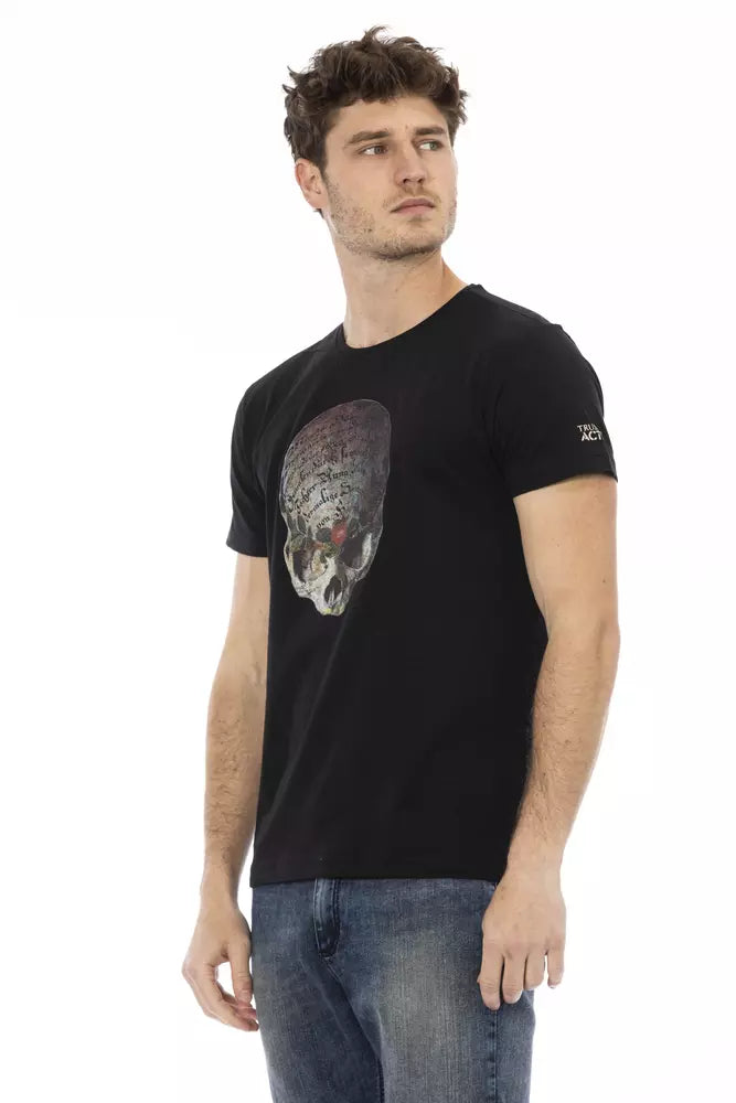 Trussardi Action Elevated Casual Black Tee - Short Sleeve & Round Neck