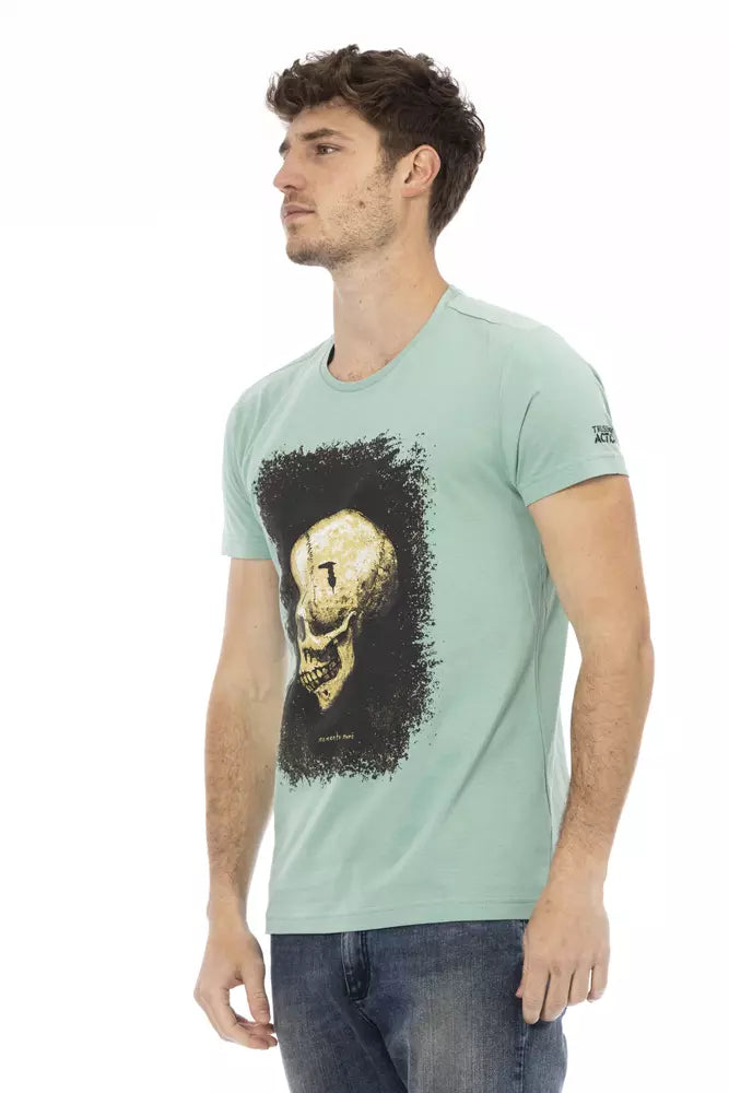 Trussardi Action Casual Chic Green Tee with Graphic Appeal