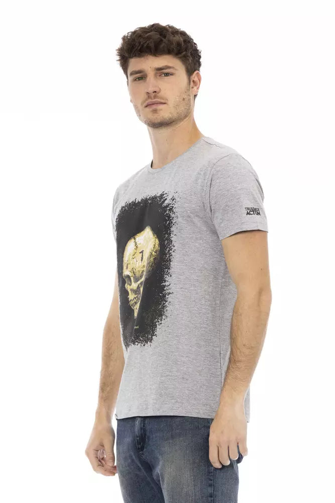 Trussardi Action Elegant Gray Short Sleeve Round Neck T-Shirt