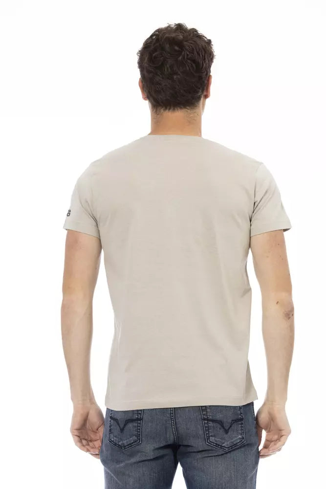 Trussardi Action Beige Short Sleeve Cotton-Blend Tee