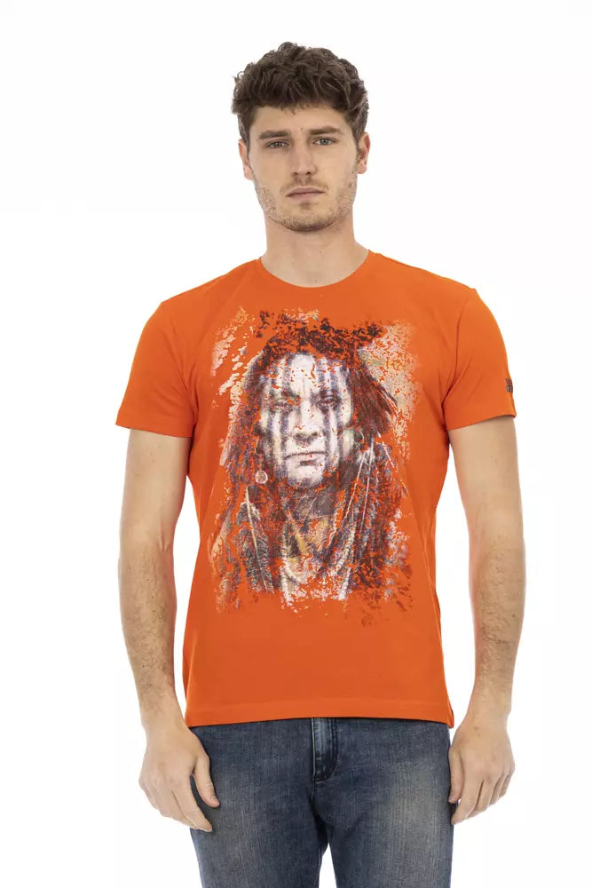 Trussardi Action Sleek Orange Short Sleeve Tee with Front Print