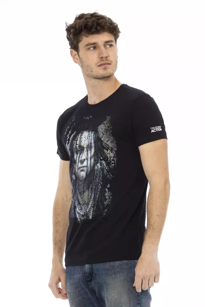 Trussardi Action Sleek Black Cotton Blend Tee