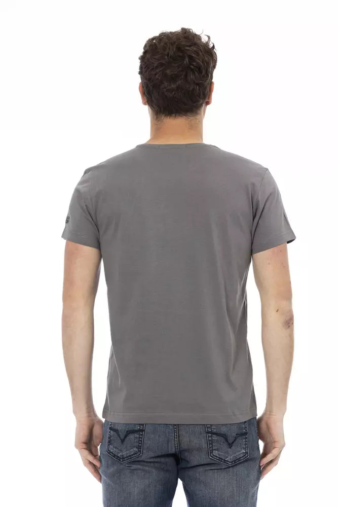 Trussardi Action Chic Gray Short Sleeve Round Neck Tee